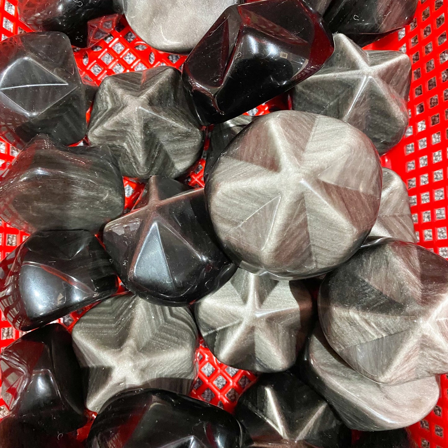 Piedra de palma de obsidiana plateada a granel