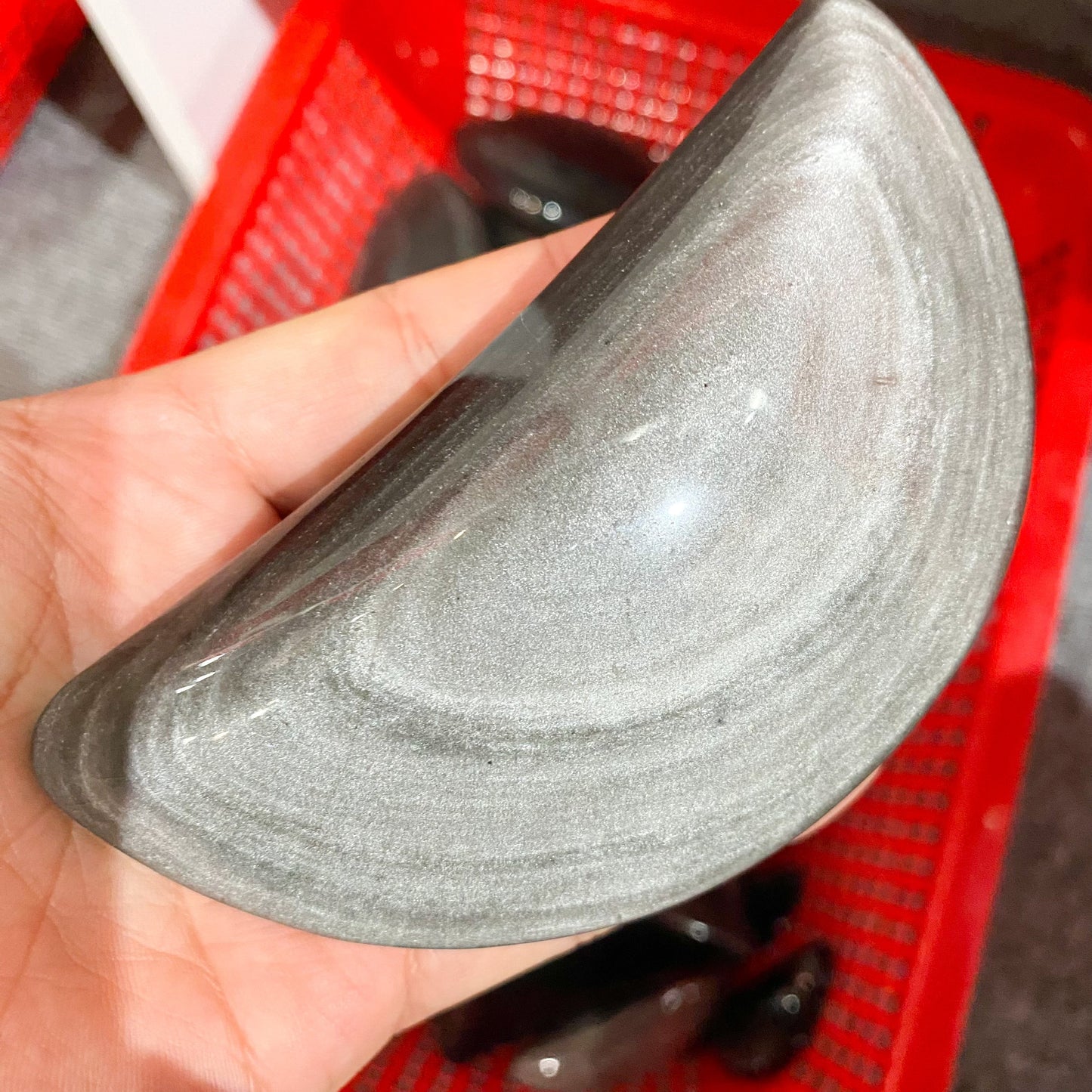 Piedra de palma de obsidiana plateada a granel