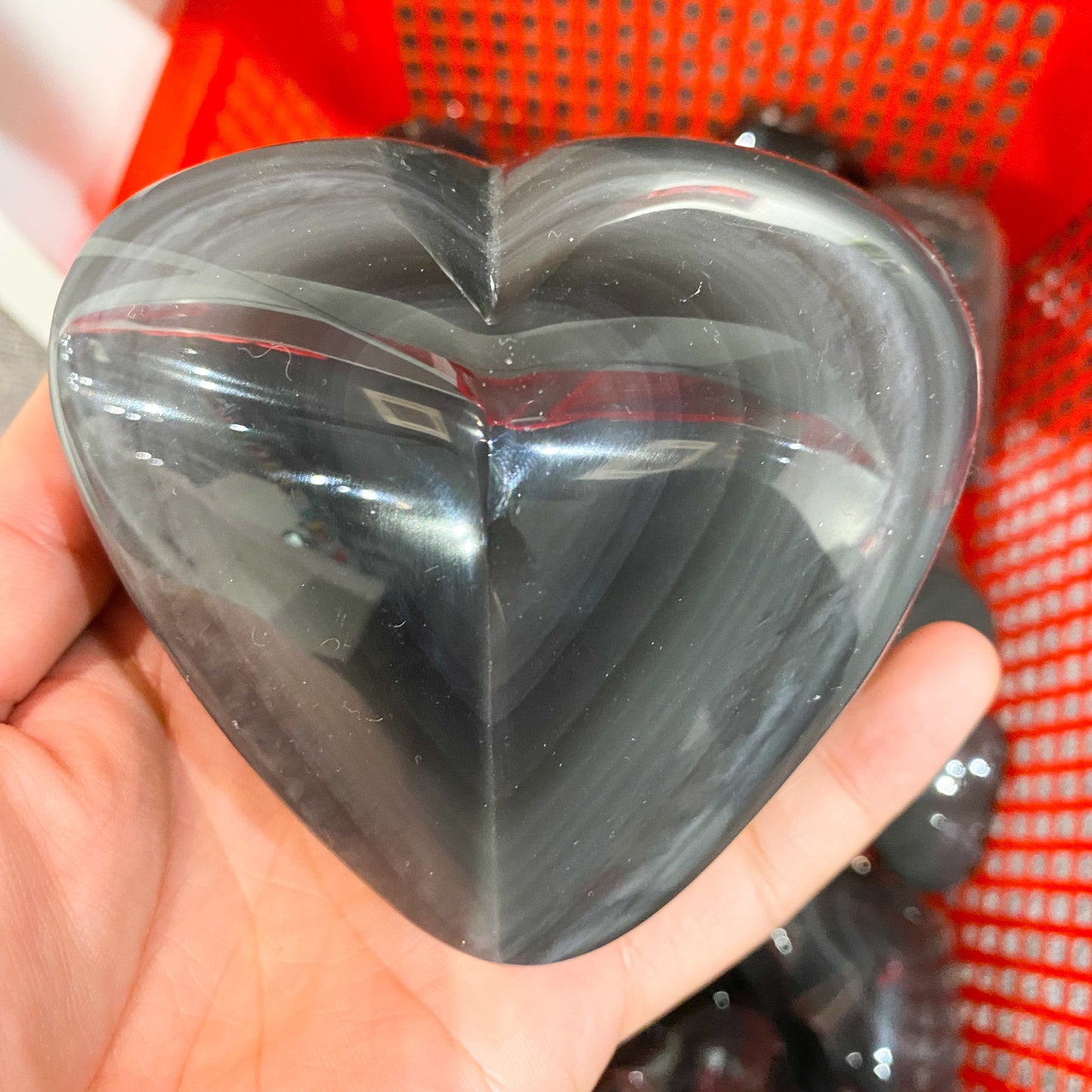 Piedra de palma de obsidiana plateada a granel